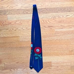 Vicky Davis tie silk Let it Bee 1994 removable pin blue red green vintage USA